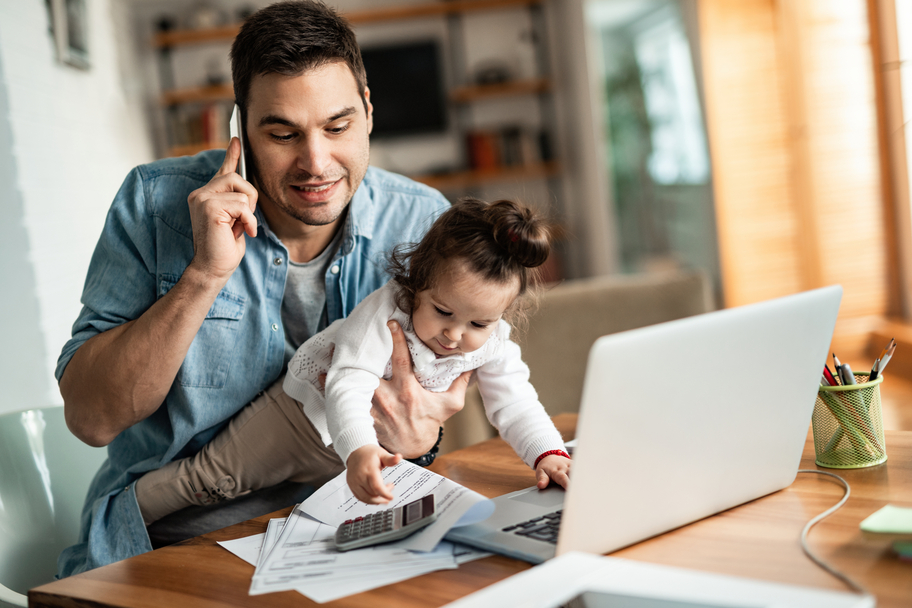 Father and Son on Laptop